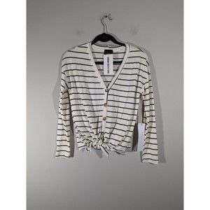 NWT Lumiere Urban Outfitters Stripe Long Sleeve Waffle Knit Top Women Size S